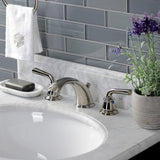 Restoration Two-Handle 3-Hole Deck Mount Widespread Bathroom Faucet with Retail Pop-Up Drain