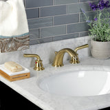 Restoration Two-Handle 3-Hole Deck Mount Widespread Bathroom Faucet with Retail Pop-Up Drain