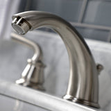 Restoration Two-Handle 3-Hole Deck Mount Widespread Bathroom Faucet with Retail Pop-Up Drain