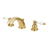 Victorian Two-Handle 3-Hole Deck Mount Widespread Bathroom Faucet with Retail Pop-Up Drain
