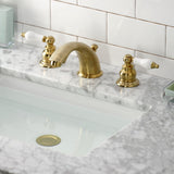 Victorian Two-Handle 3-Hole Deck Mount Widespread Bathroom Faucet with Retail Pop-Up Drain