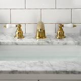 Victorian Two-Handle 3-Hole Deck Mount Widespread Bathroom Faucet with Retail Pop-Up Drain