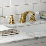 Victorian Two-Handle 3-Hole Deck Mount Widespread Bathroom Faucet with Retail Pop-Up Drain
