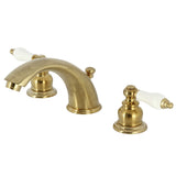 Victorian Two-Handle 3-Hole Deck Mount Widespread Bathroom Faucet with Retail Pop-Up Drain