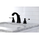 Victorian Two-Handle 3-Hole Deck Mount Widespread Bathroom Faucet with Pop-Up Drain
