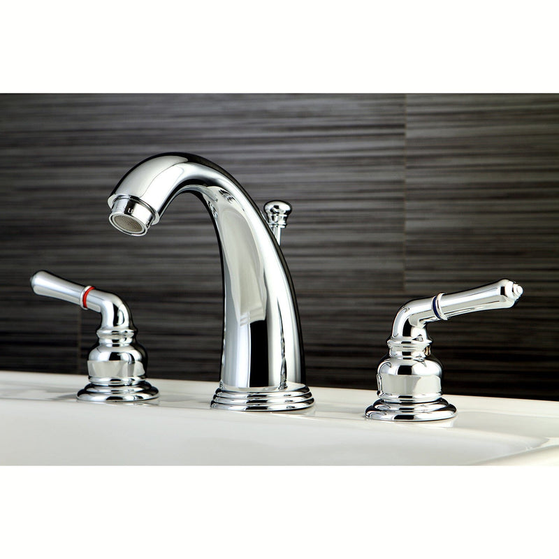 Magellan Two-Handle 3-Hole Deck Mount Widespread Bathroom Faucet with Pop-Up Drain