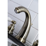 Victorian Two-Handle 3-Hole Deck Mount Widespread Bathroom Faucet with Pop-Up Drain