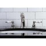 Victorian Two-Handle 3-Hole Deck Mount Widespread Bathroom Faucet with Pop-Up Drain
