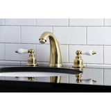 Victorian Two-Handle 3-Hole Deck Mount Widespread Bathroom Faucet with Pop-Up Drain