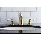Victorian Two-Handle 3-Hole Deck Mount Widespread Bathroom Faucet with Pop-Up Drain
