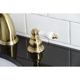 Victorian Two-Handle 3-Hole Deck Mount Widespread Bathroom Faucet with Pop-Up Drain