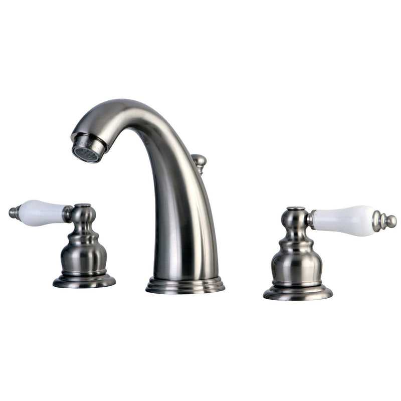 Victorian Two-Handle 3-Hole Deck Mount Widespread Bathroom Faucet with Pop-Up Drain