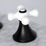 Vintage Two-Handle 3-Hole Deck Mount Widespread Bathroom Faucet with Brass Pop-Up