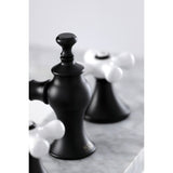 Vintage Two-Handle 3-Hole Deck Mount Widespread Bathroom Faucet with Brass Pop-Up