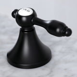 Tudor Two-Handle 3-Hole Deck Mount Widespread Bathroom Faucet with Brass Pop-Up