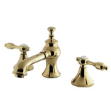 Tudor Two-Handle 3-Hole Deck Mount Widespread Bathroom Faucet with Brass Pop-Up