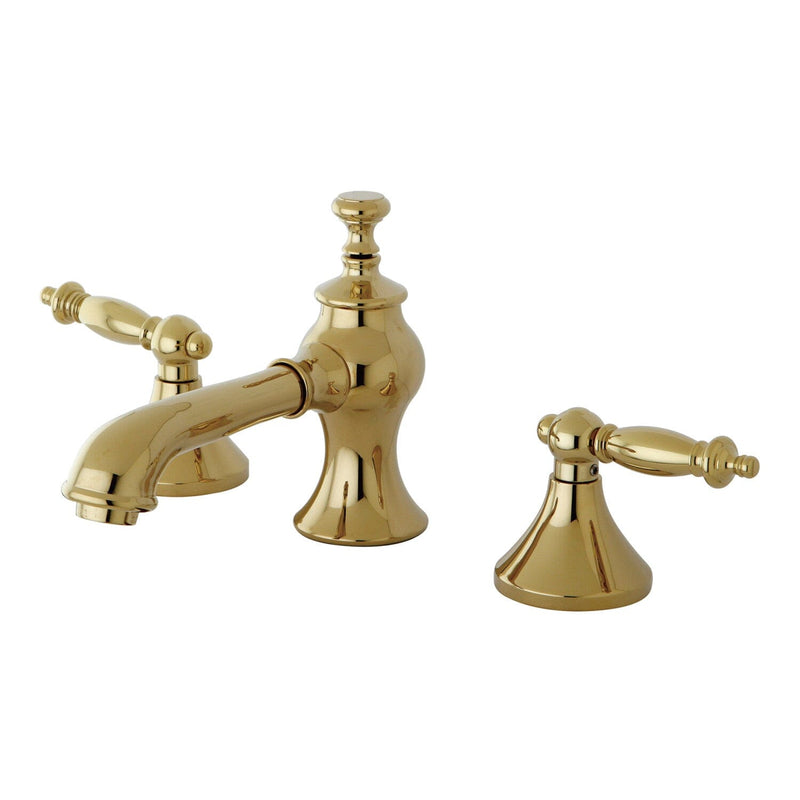 Templeton Two-Handle 3-Hole Deck Mount Widespread Bathroom Faucet with Brass Pop-Up