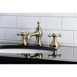 Vintage Two-Handle 3-Hole Deck Mount Widespread Bathroom Faucet with Brass Pop-Up