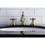Vintage Two-Handle 3-Hole Deck Mount Widespread Bathroom Faucet with Brass Pop-Up