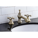 Vintage Two-Handle 3-Hole Deck Mount Widespread Bathroom Faucet with Brass Pop-Up