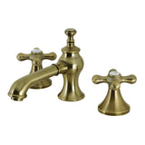 Vintage Two-Handle 3-Hole Deck Mount Widespread Bathroom Faucet with Brass Pop-Up