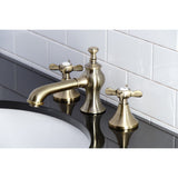 Essex Two-Handle 3-Hole Deck Mount Widespread Bathroom Faucet with Brass Pop-Up