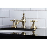 Essex Two-Handle 3-Hole Deck Mount Widespread Bathroom Faucet with Brass Pop-Up