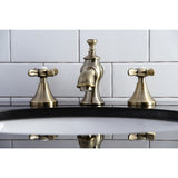 Essex Two-Handle 3-Hole Deck Mount Widespread Bathroom Faucet with Brass Pop-Up