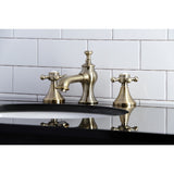 English Country Two-Handle 3-Hole Deck Mount Widespread Bathroom Faucet with Brass Pop-Up