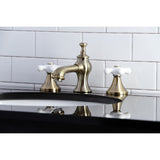 Vintage Two-Handle 3-Hole Deck Mount Widespread Bathroom Faucet with Brass Pop-Up