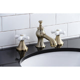 Vintage Two-Handle 3-Hole Deck Mount Widespread Bathroom Faucet with Brass Pop-Up
