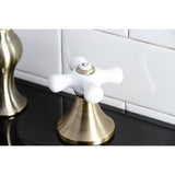 Vintage Two-Handle 3-Hole Deck Mount Widespread Bathroom Faucet with Brass Pop-Up