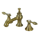 Tudor Two-Handle 3-Hole Deck Mount Widespread Bathroom Faucet with Brass Pop-Up