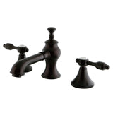 Tudor Two-Handle 3-Hole Deck Mount Widespread Bathroom Faucet with Brass Pop-Up