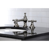 Vintage Two-Handle 3-Hole Deck Mount Widespread Bathroom Faucet with Brass Pop-Up