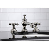Vintage Two-Handle 3-Hole Deck Mount Widespread Bathroom Faucet with Brass Pop-Up