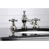 English Country Two-Handle 3-Hole Deck Mount Widespread Bathroom Faucet with Brass Pop-Up
