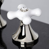 Vintage Two-Handle 3-Hole Deck Mount Widespread Bathroom Faucet with Brass Pop-Up