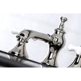 Vintage Two-Handle 3-Hole Deck Mount Widespread Bathroom Faucet with Brass Pop-Up