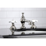 Vintage Two-Handle 3-Hole Deck Mount Widespread Bathroom Faucet with Brass Pop-Up