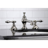 Tudor Two-Handle 3-Hole Deck Mount Widespread Bathroom Faucet with Brass Pop-Up