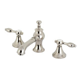 Tudor Two-Handle 3-Hole Deck Mount Widespread Bathroom Faucet with Brass Pop-Up