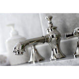 Millennium Two-Handle 3-Hole Deck Mount Widespread Bathroom Faucet with Brass Pop-Up