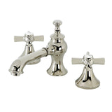Millennium Two-Handle 3-Hole Deck Mount Widespread Bathroom Faucet with Brass Pop-Up