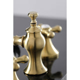 Vintage Two-Handle 3-Hole Deck Mount Widespread Bathroom Faucet with Brass Pop-Up