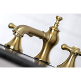 Vintage Two-Handle 3-Hole Deck Mount Widespread Bathroom Faucet with Brass Pop-Up