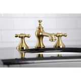 Vintage Two-Handle 3-Hole Deck Mount Widespread Bathroom Faucet with Brass Pop-Up
