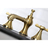 Essex Two-Handle 3-Hole Deck Mount Widespread Bathroom Faucet with Brass Pop-Up