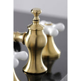 Vintage Two-Handle 3-Hole Deck Mount Widespread Bathroom Faucet with Brass Pop-Up