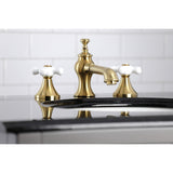 Vintage Two-Handle 3-Hole Deck Mount Widespread Bathroom Faucet with Brass Pop-Up